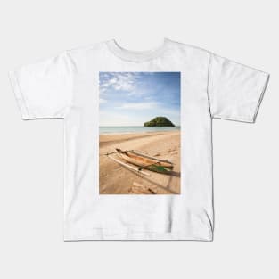 Small fishing boat at beach Kids T-Shirt